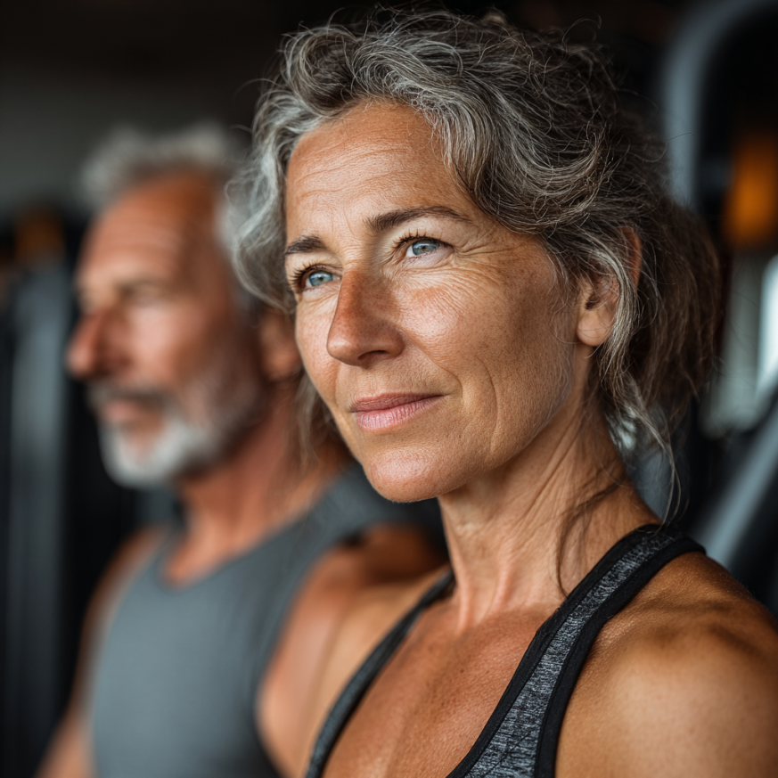 Grupo de adultos mayores en clase de yoga